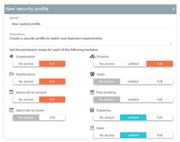 Custom security profile